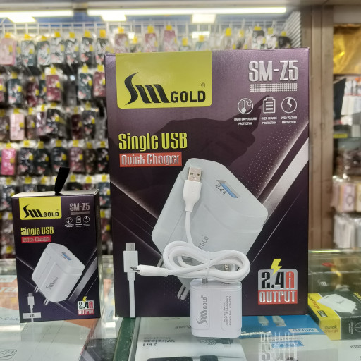 SM Z5 SM Gold V8 2.4A Mobile Charger (1 Year Warranty)
